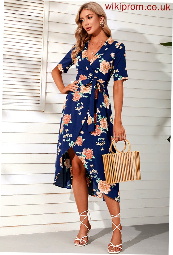 Chiffon V-Neck Dresses 1/2 Chana Sheath Vacation Club Dresses Midi Sleeves