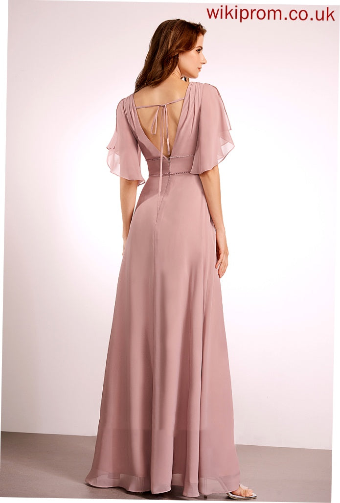 Neckline Silhouette Length A-Line Straps Fabric V-neck Floor-Length Donna Floor Length A-Line/Princess V-Neck Bridesmaid Dresses