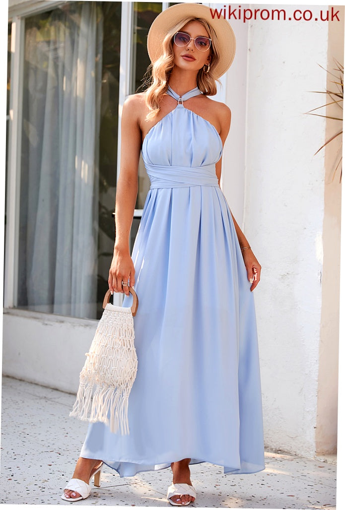 Length Silhouette Fabric A-Line Halter Ankle-Length Neckline Straps Louise Floor Length Natural Waist Sleeveless Bridesmaid Dresses