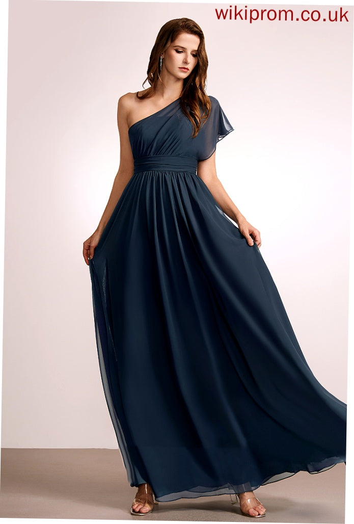 A-Line Embellishment Fabric Floor-Length Neckline Length One-Shoulder Ruffle Silhouette Nia Bridesmaid Dresses