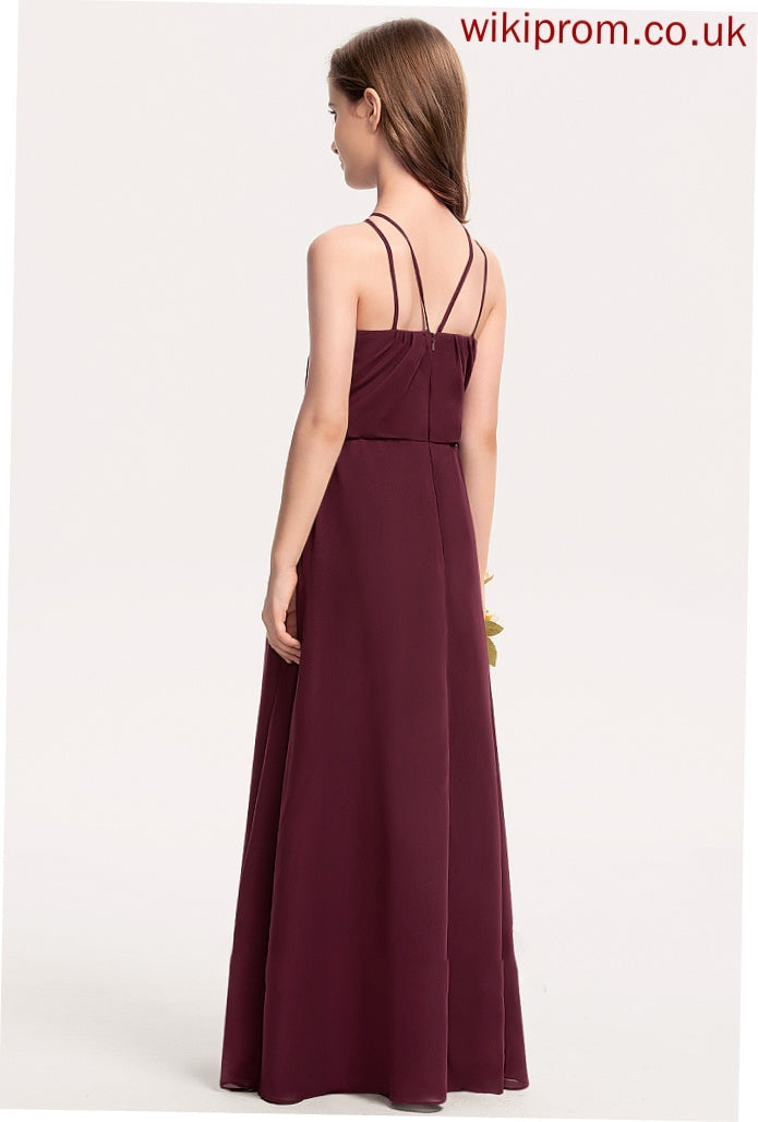 Chiffon V-neck Corinne A-Line Floor-Length Junior Bridesmaid Dresses