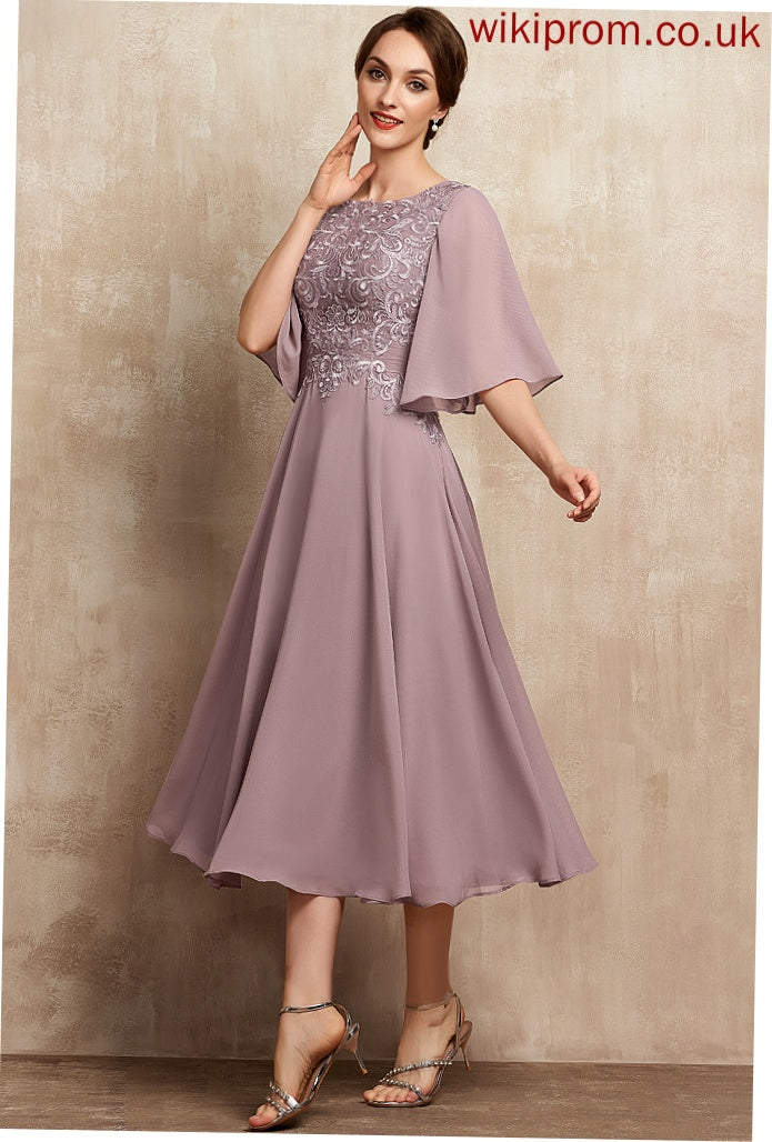 Cocktail Dresses Dress Lace Scoop Gloria A-Line Neck Cocktail Chiffon Tea-Length