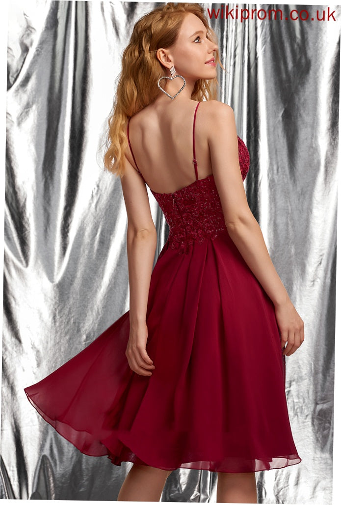 Homecoming Chiffon A-Line Homecoming Dresses Tessa Dress V-neck Knee-Length