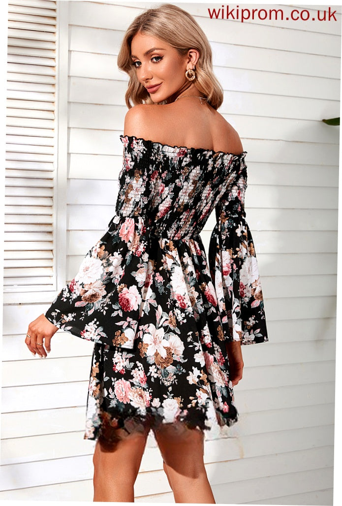 Chiffon Sleeves Club Dresses Shoulder Long Mini the Off A-line Vacation Lois Dresses