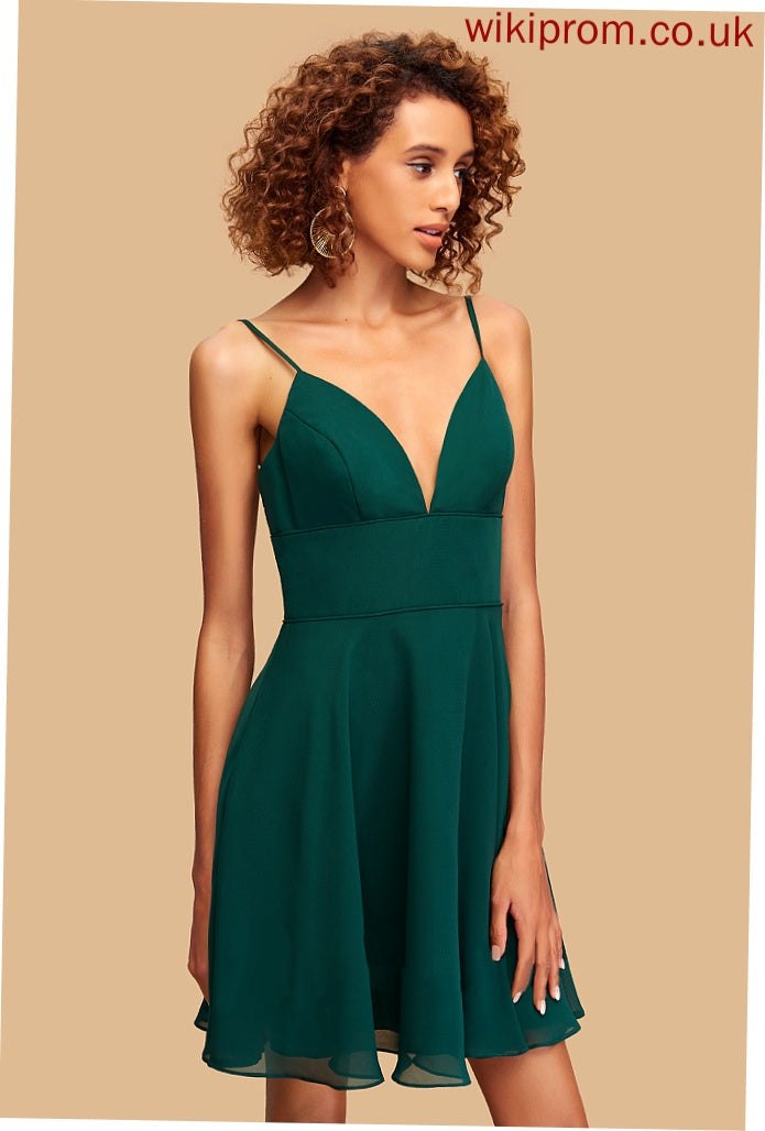 Homecoming Short/Mini A-Line Dress Chiffon Iliana V-neck Homecoming Dresses