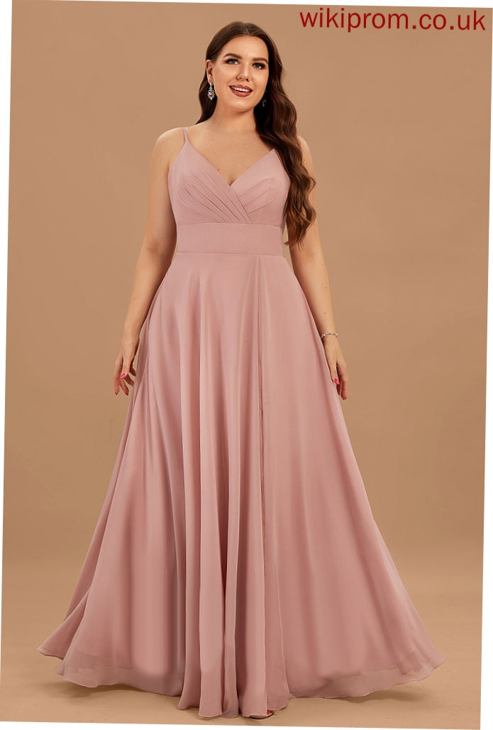 Prom Dresses Chiffon Floor-Length With A-Line V-neck Tara Ruffle