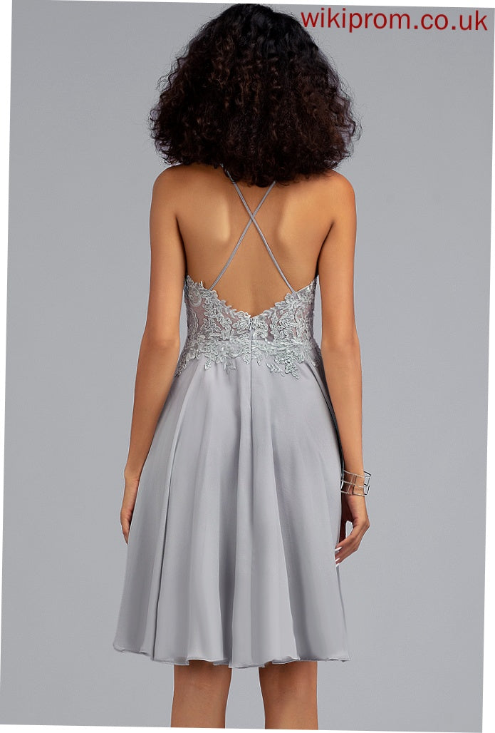 Jaslene Prom Dresses A-Line Lace Scoop With Knee-Length Sequins Chiffon