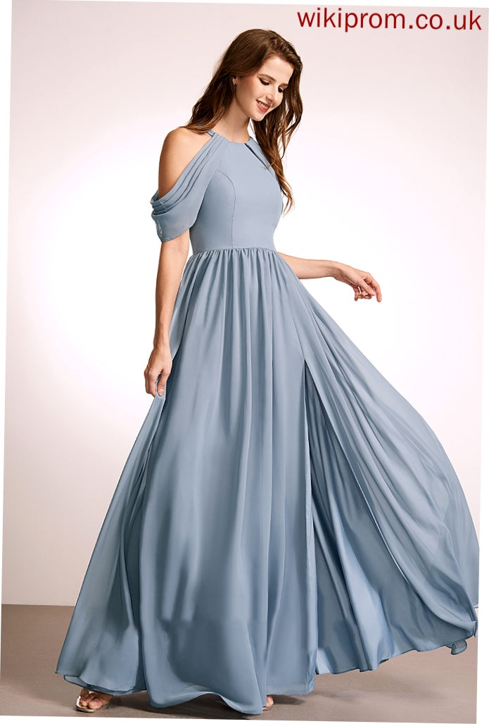 Silhouette HighNeck Floor-Length Fabric Straps A-Line Length Neckline Payten Floor Length A-Line/Princess Tulle Bridesmaid Dresses