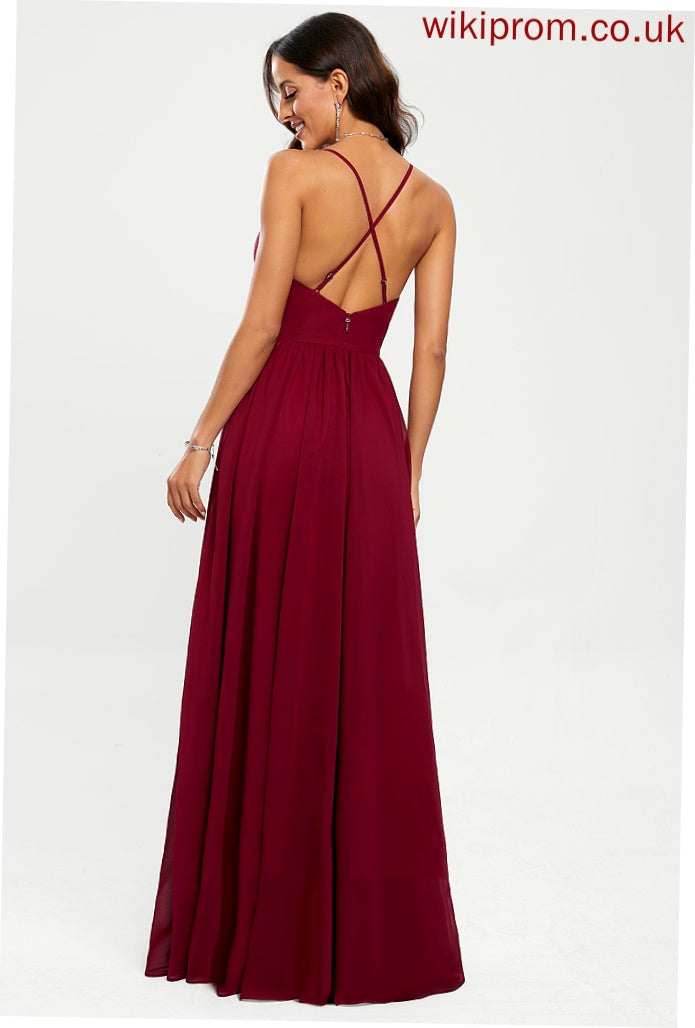 Nola Floor-Length A-Line V-neck Prom Dresses Chiffon