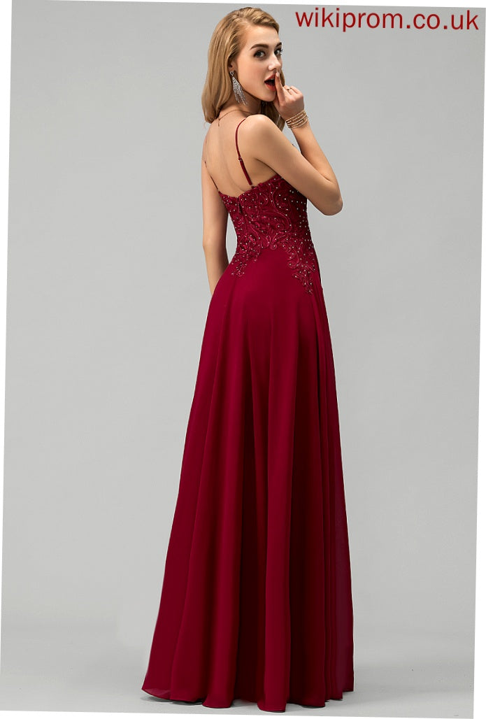 Zara Lace Sweetheart Rhinestone With Chiffon Prom Dresses Floor-Length A-Line