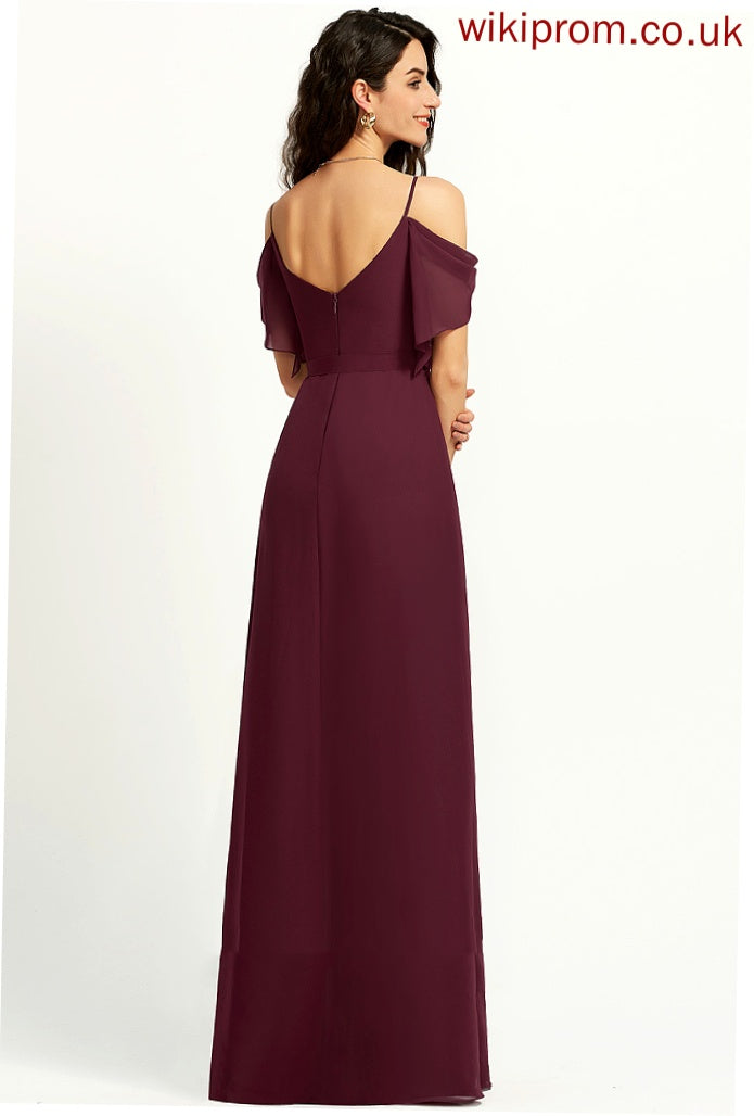 V-neck Neckline Length Silhouette Sash A-Line Ruffle Fabric Embellishment SplitFront Floor-Length Lucinda Bridesmaid Dresses