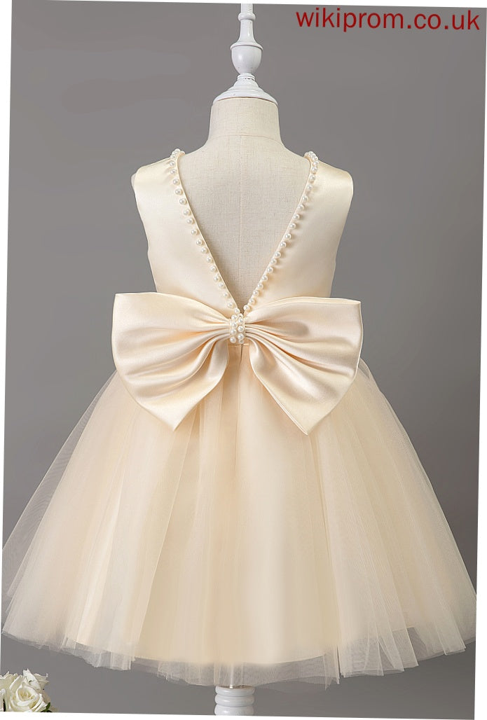 Knee-length Beading With Sleeveless Neck Flower Isabelle Girl Dress A-Line - Satin/Tulle Scoop Flower Girl Dresses