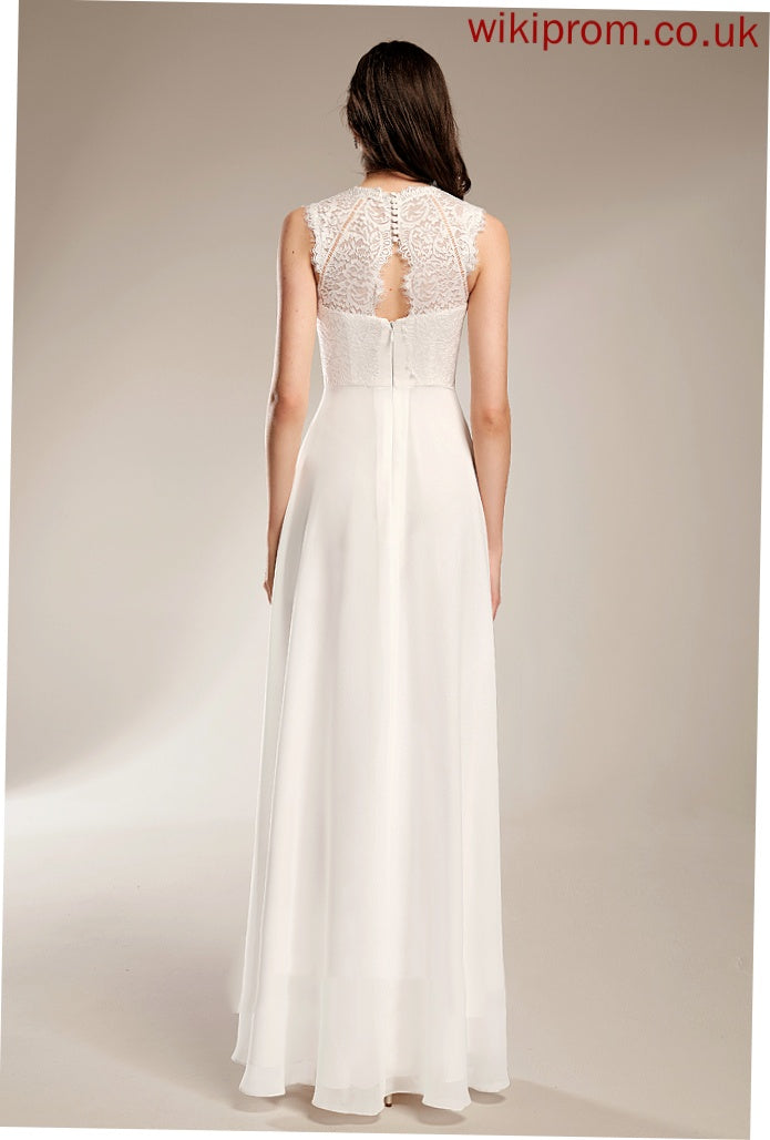 Floor-Length Neck With Wedding Lace Dixie Chiffon Scoop Wedding Dresses Dress A-Line