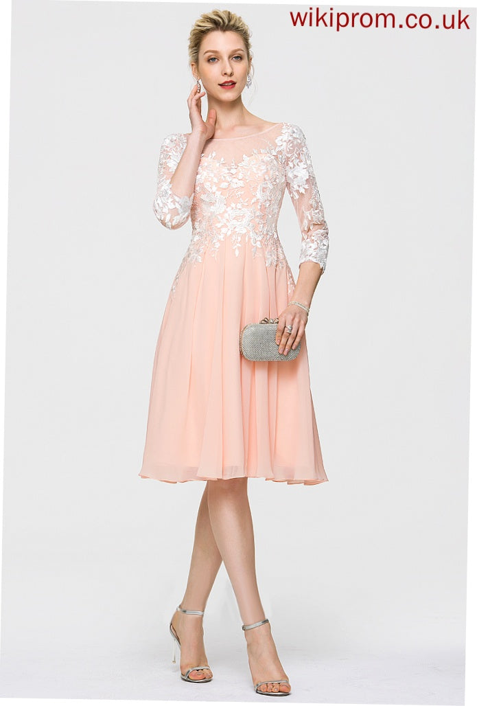 Selah Scoop Knee-Length Wedding Wedding Dresses Chiffon A-Line Lace Dress