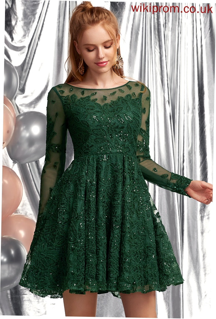 Homecoming Michelle Dress Sequins Lace A-Line With Scoop Lace Short/Mini Homecoming Dresses Neck