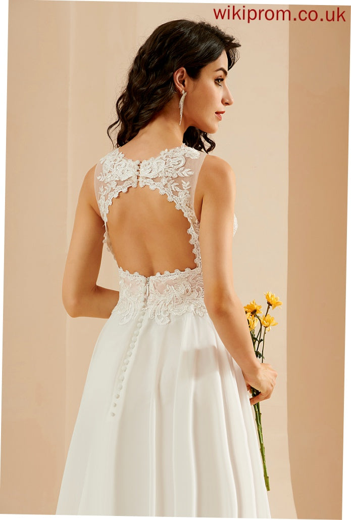 Wedding Dresses Lace A-Line Knee-Length Chiffon Sequins Wedding With V-neck Cornelia Dress