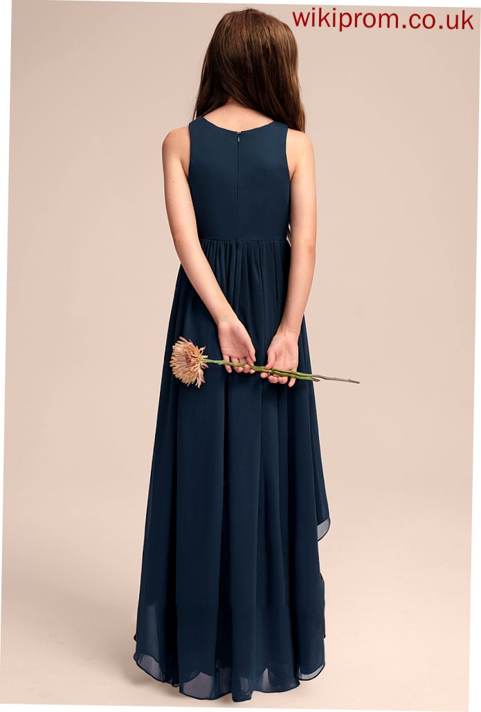 Scoop Nicky Junior Bridesmaid Dresses Neck A-Line Asymmetrical Chiffon