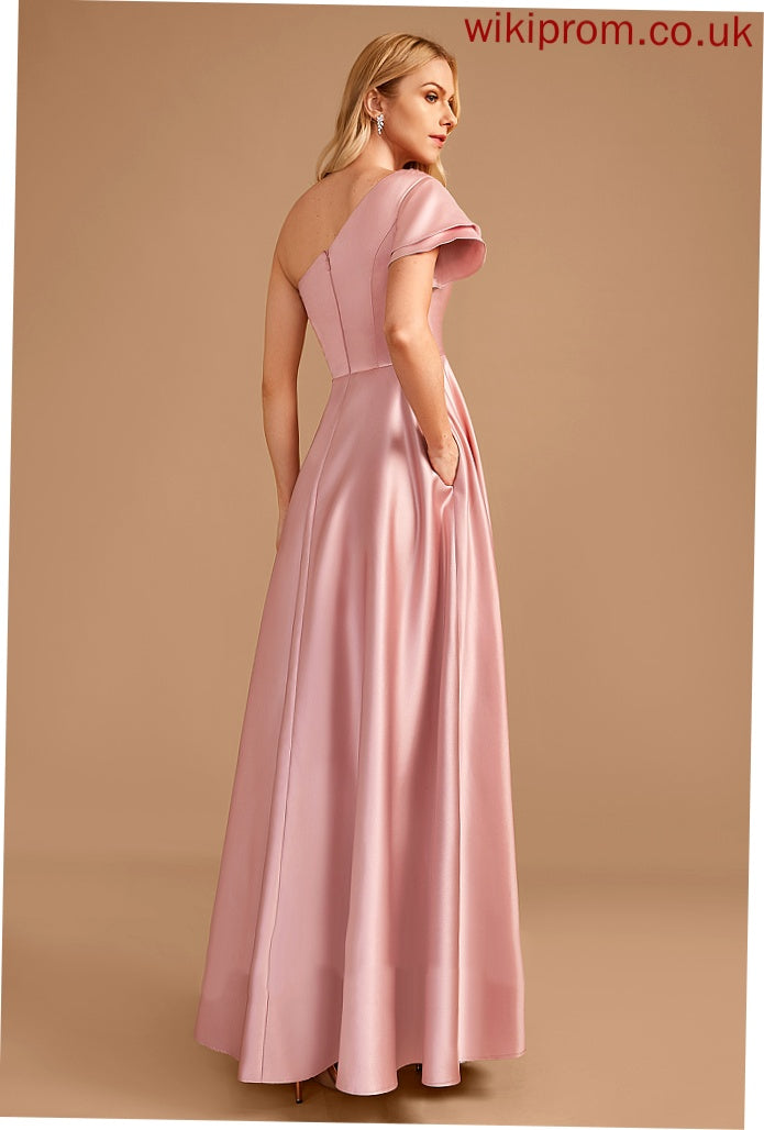 A-Line Neckline One-Shoulder Floor-Length SplitFront Fabric Silhouette Length Embellishment Sahna Natural Waist Floor Length Bridesmaid Dresses