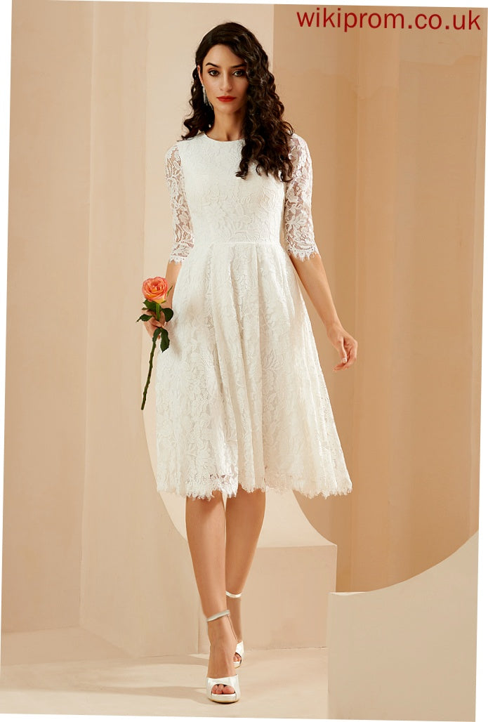 Scoop Wedding Dress Stephanie Knee-Length Wedding Dresses Lace A-Line