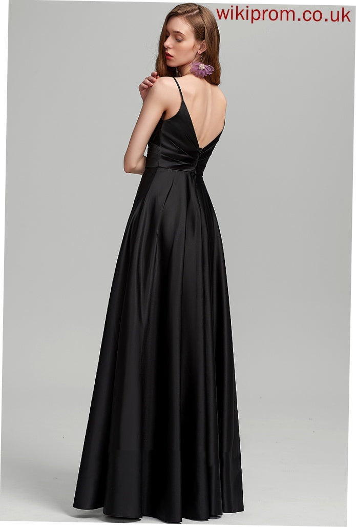 Neckline Length Ruffle A-Line Silhouette V-neck Floor-Length Fabric Embellishment Akira Bridesmaid Dresses