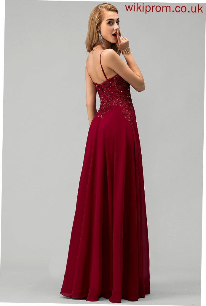 Floor-Length Sweetheart Prom Dresses Beading A-Line Chiffon With Aurora Sequins