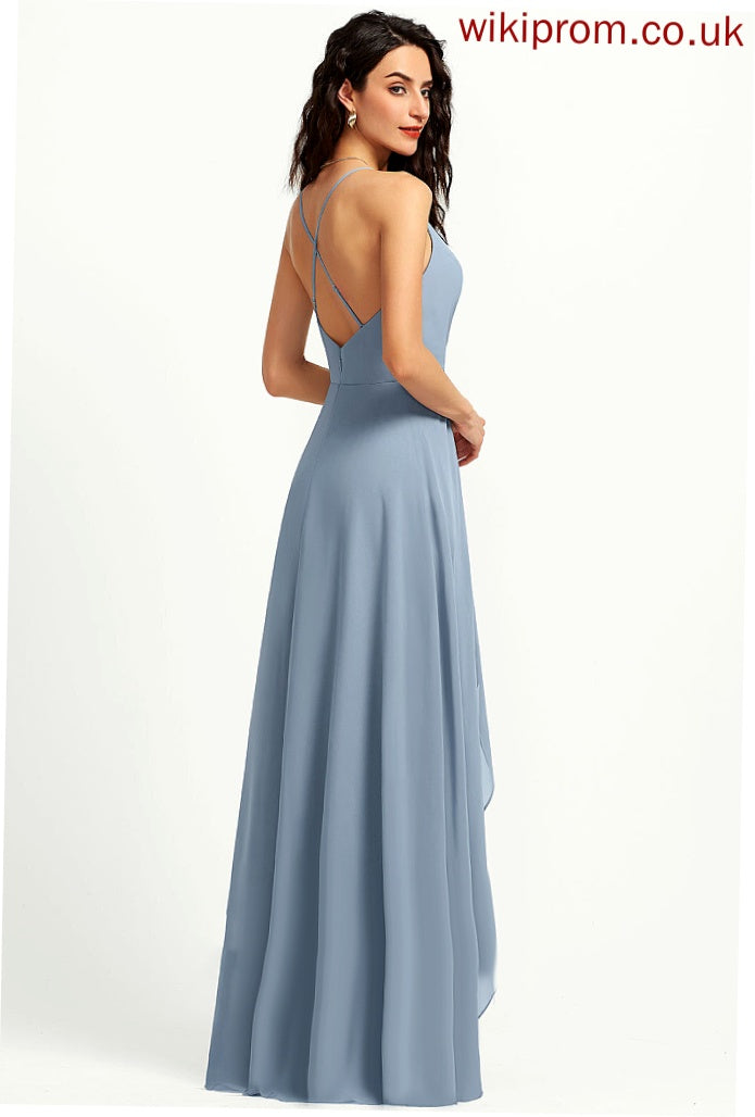 Chiffon A-Line Rosalind Prom Dresses V-neck Asymmetrical