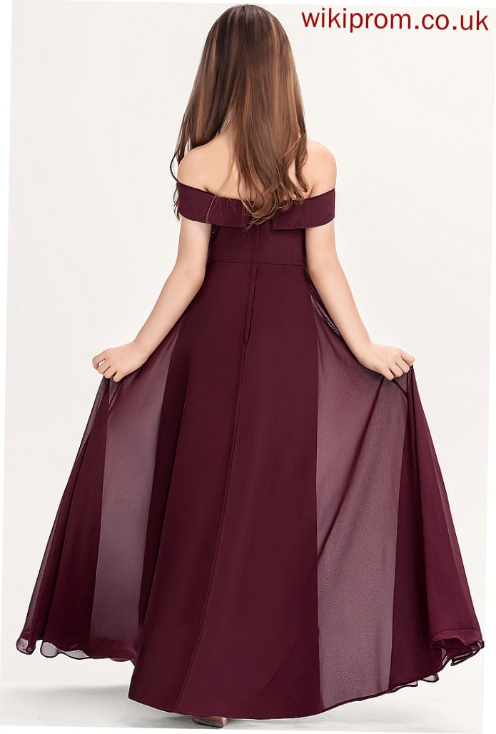 Chiffon Junior Bridesmaid Dresses Nathalie Floor-Length A-Line Off-the-Shoulder