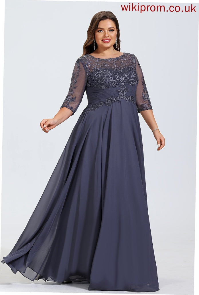 Sequins Chiffon Undine Prom Dresses With A-Line Lace Floor-Length Scoop