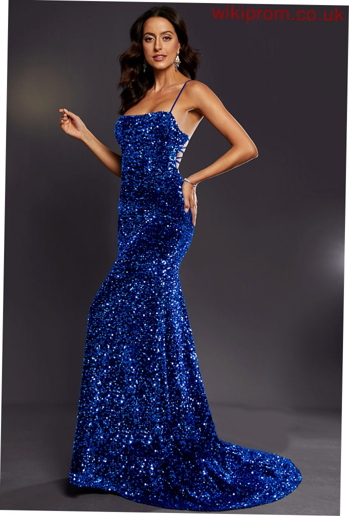 Floor-Length Sequined Prom Dresses Square Trumpet/Mermaid Alaina