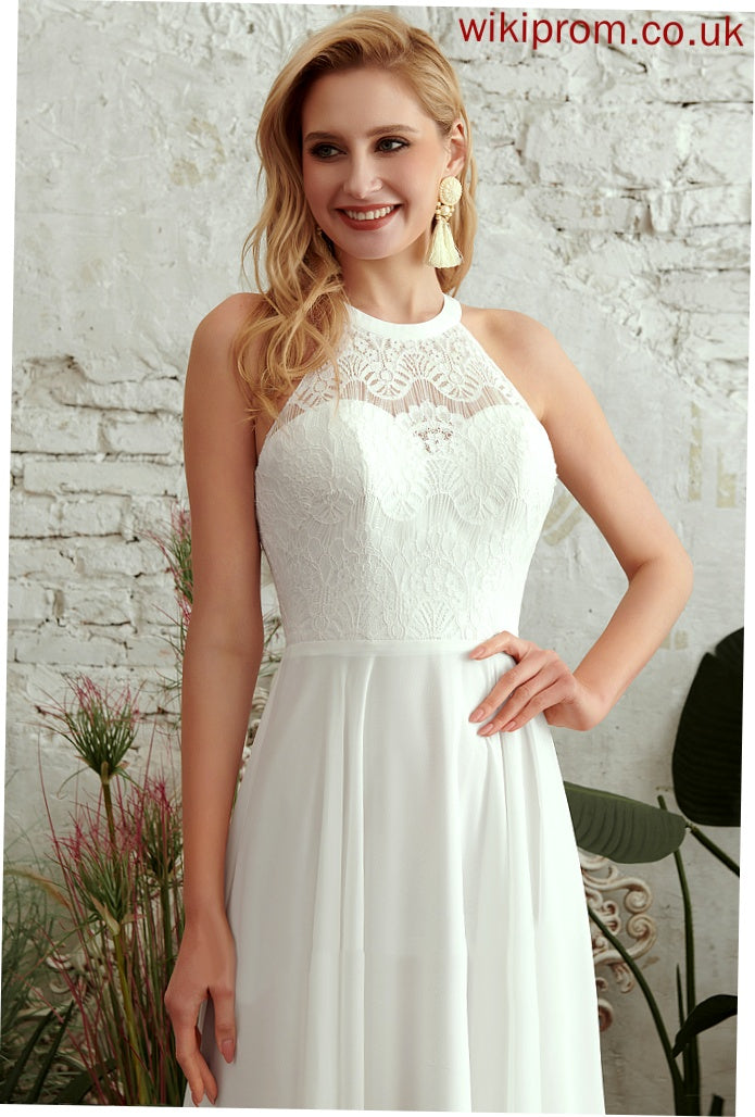 Chiffon Londyn Dress Wedding Dresses A-Line Scoop Wedding Floor-Length Lace