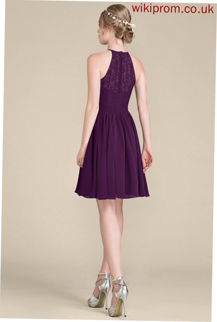 Cocktail Dresses Neck Knee-Length Lace Dress A-Line Cocktail Moriah Chiffon Scoop