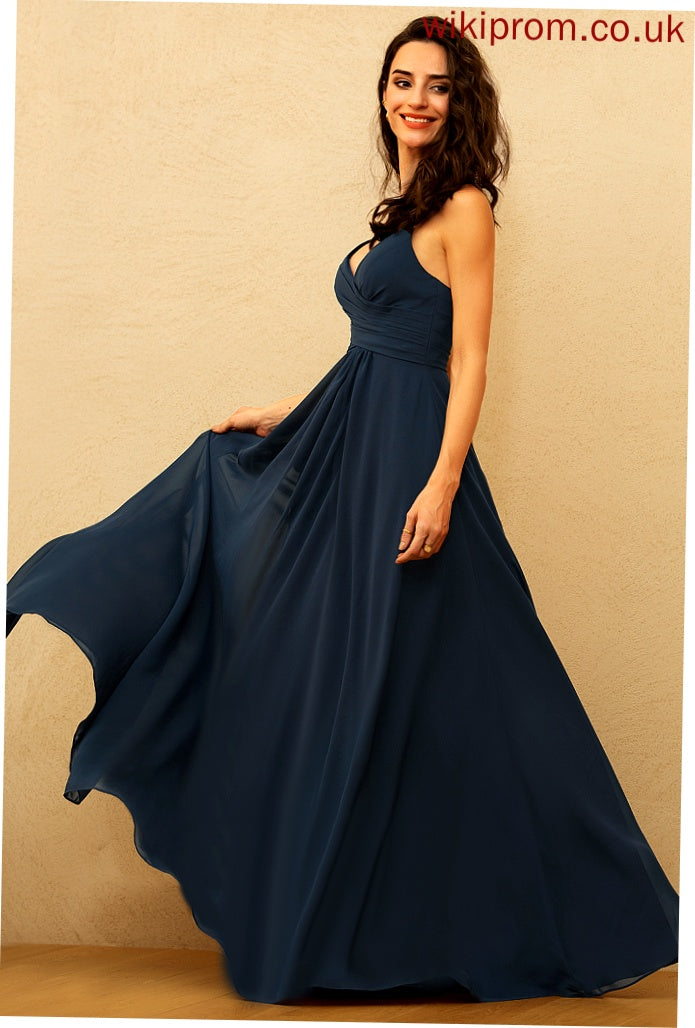 Yuliana Chiffon With Prom Dresses V-neck Pleated A-Line Floor-Length