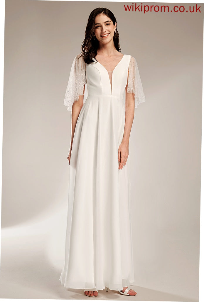 Floor-Length Wedding Dresses Wedding Dress With Madelynn Chiffon Beading A-Line V-neck