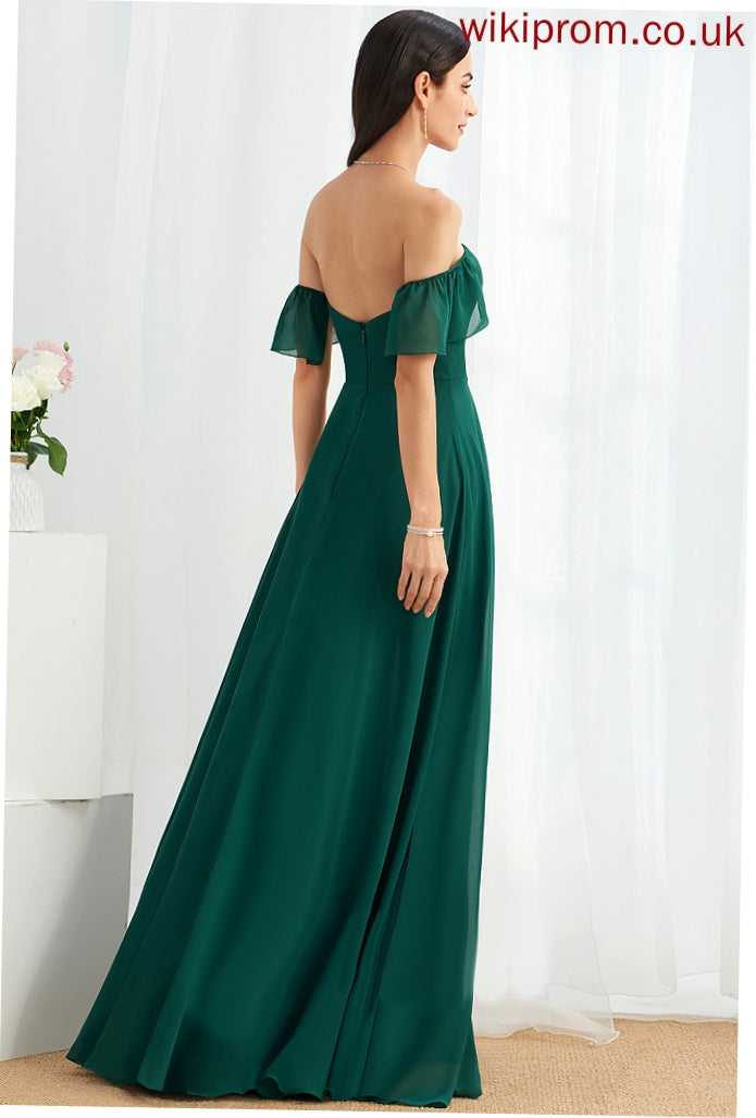 Off-the-Shoulder Silhouette Length Neckline Floor-Length A-Line Embellishment SplitFront Fabric Cailyn Sleeveless Floor Length Bridesmaid Dresses