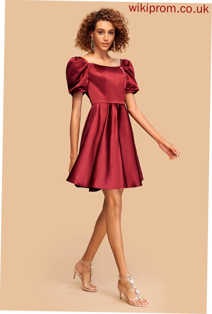 Short/Mini Dress Homecoming Sabrina Homecoming Dresses Neckline Satin Square A-Line