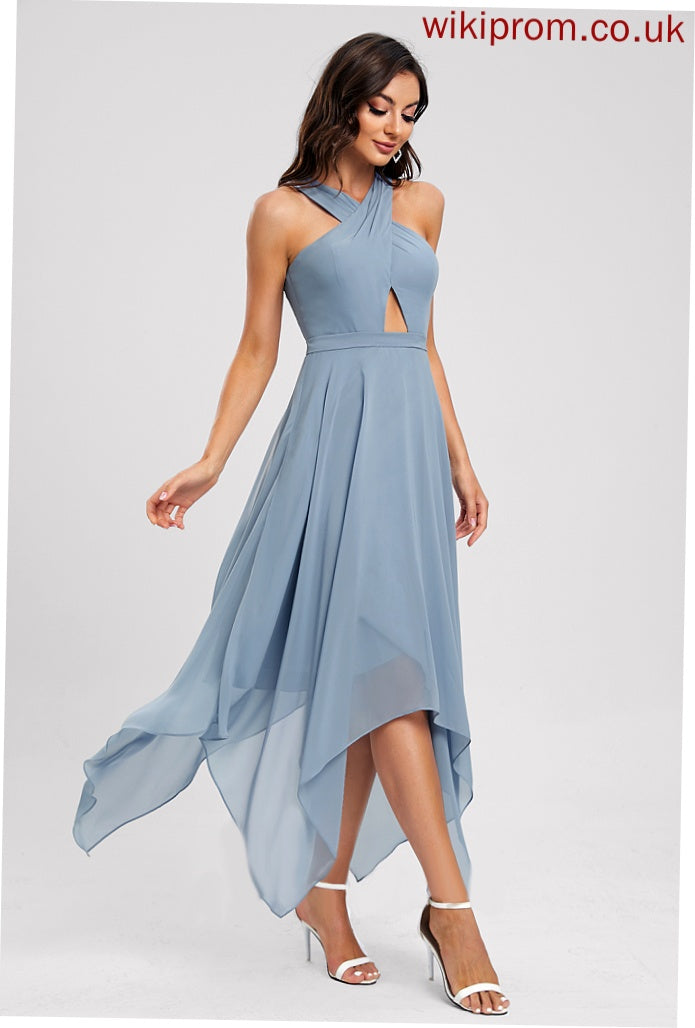 V-neck Chiffon A-Line Asymmetrical Cocktail Dresses Dress Mareli Cocktail