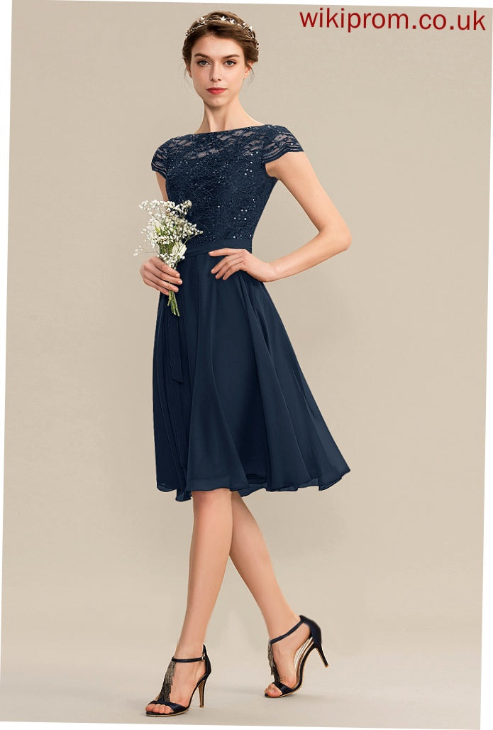 Embellishment Length Knee-Length A-Line Silhouette Bow(s) Fabric ScoopNeck Neckline Adalynn Bridesmaid Dresses