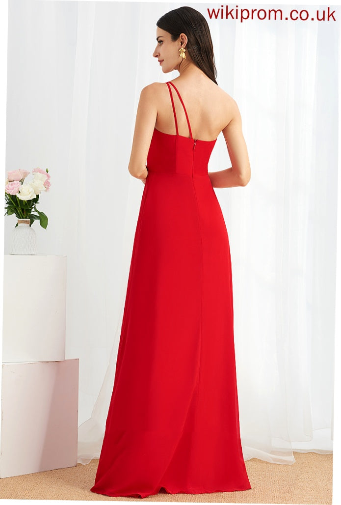 Embellishment Length Floor-Length Fabric A-Line SplitFront Ruffle Neckline One-Shoulder Silhouette Aria Sleeveless Bridesmaid Dresses