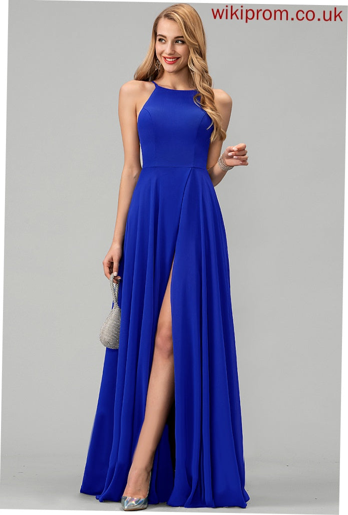 Chiffon Scoop Helga A-Line Prom Dresses Floor-Length