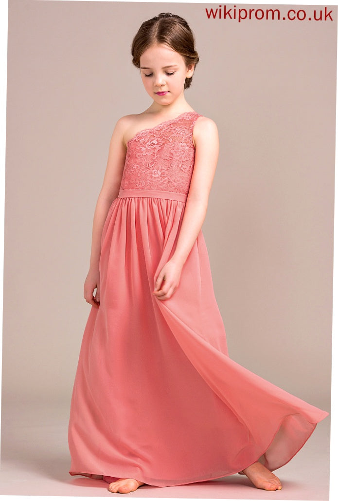 Beatrice Floor-Length Lace A-Line Junior Bridesmaid Dresses Chiffon One-Shoulder