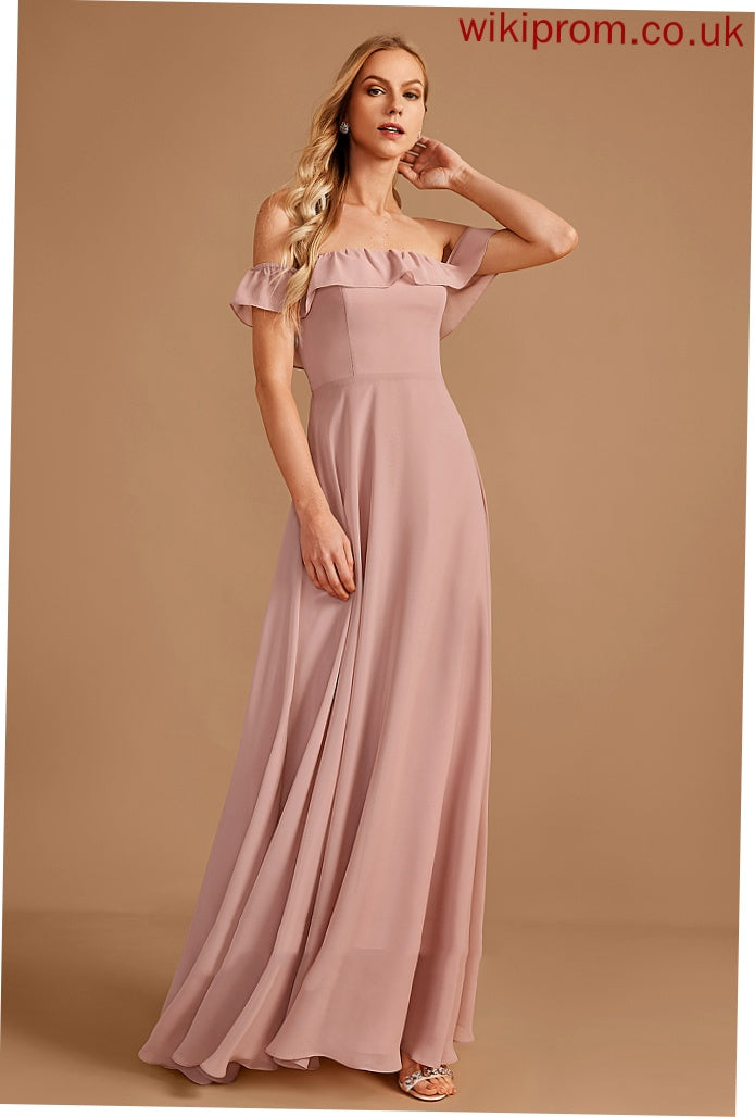 Off-the-Shoulder Fabric Floor-Length A-Line Embellishment Length Silhouette Neckline Ruffle Jaylyn Spaghetti Staps Floor Length Bridesmaid Dresses