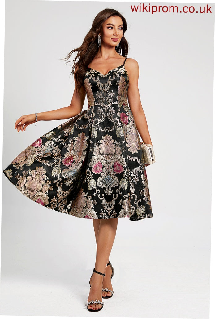 Ursula Homecoming Dresses With A-Line Lace Homecoming Dress V-neck Flower(s) Knee-Length