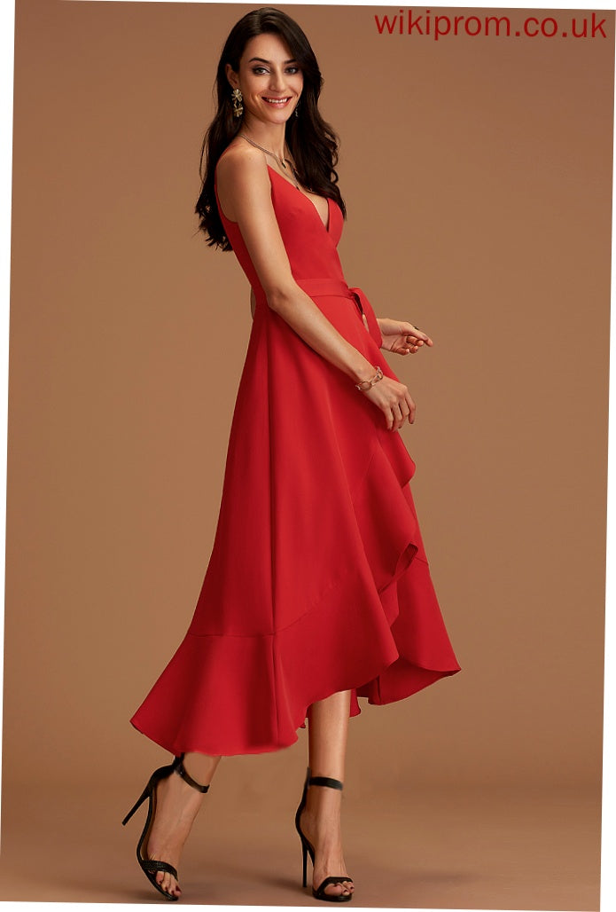 V-Neck Crepe Formal Dresses Stretch Dresses Braelyn A-line