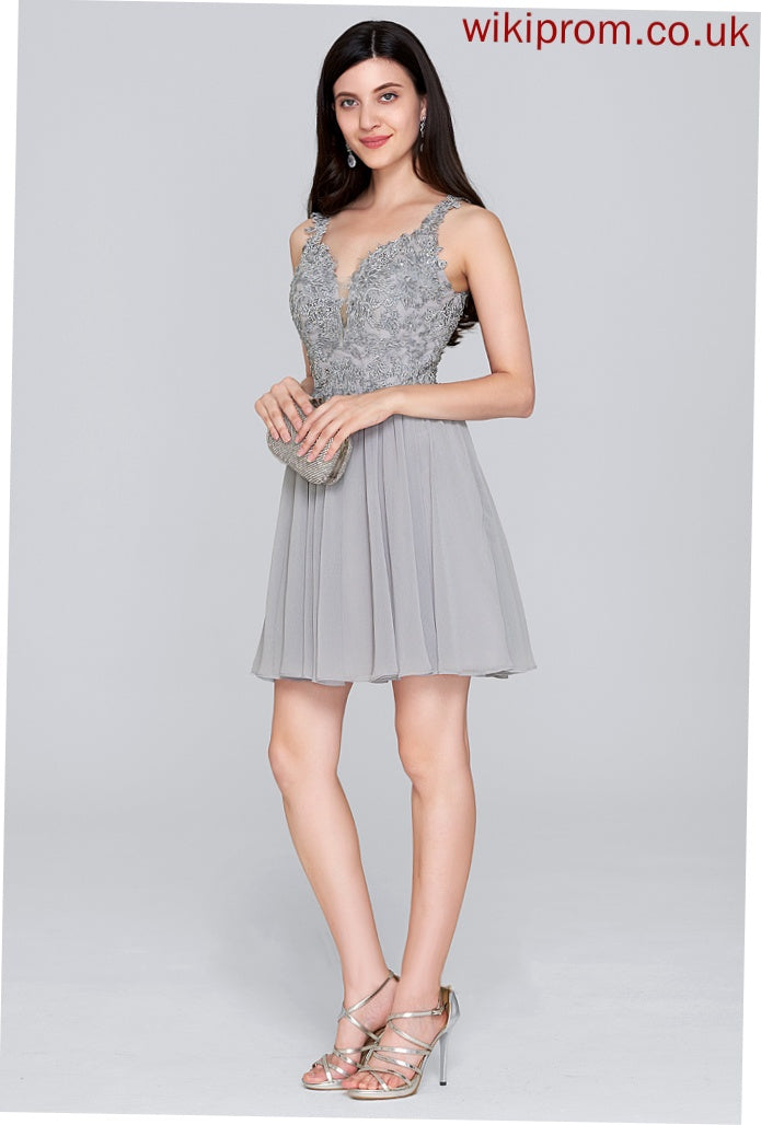 Short/Mini Sweetheart Homecoming With A-Line Homecoming Dresses Beading Elva Sequins Lace Chiffon Dress