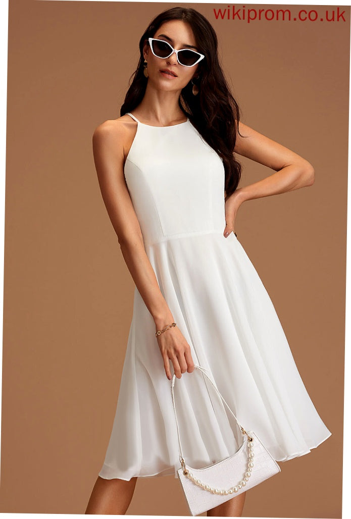 Chiffon Neck Round Formal Dresses Mariah A-line Dresses