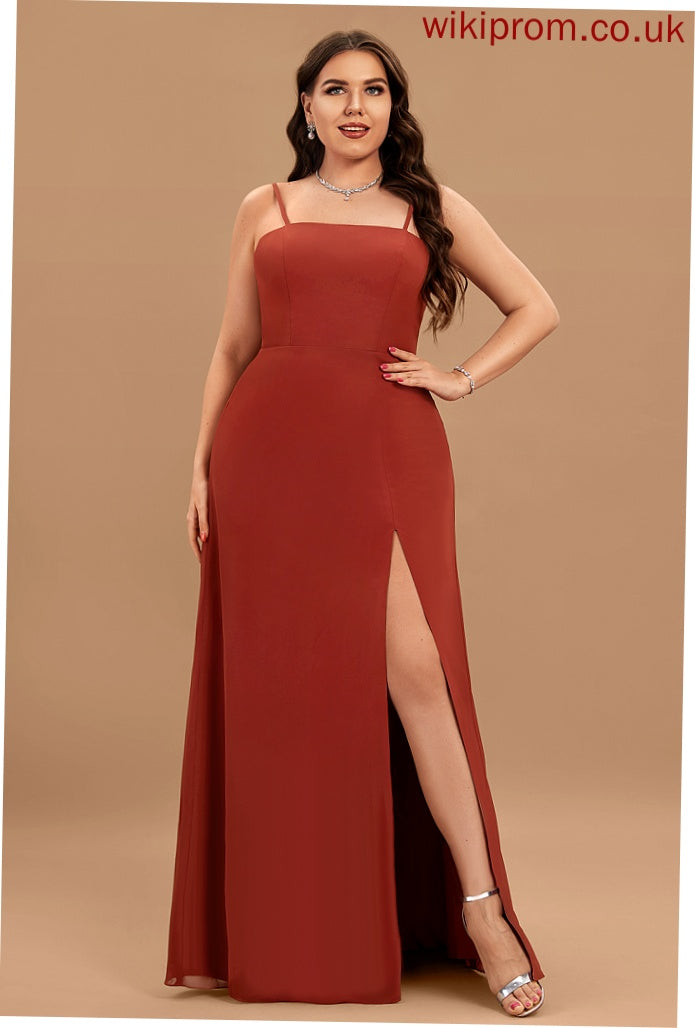 Chiffon Stephany Sheath/Column Floor-Length Square Prom Dresses