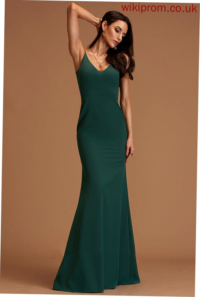 Jewel V-Neck Crepe Sheath Dresses Formal Dresses Stretch