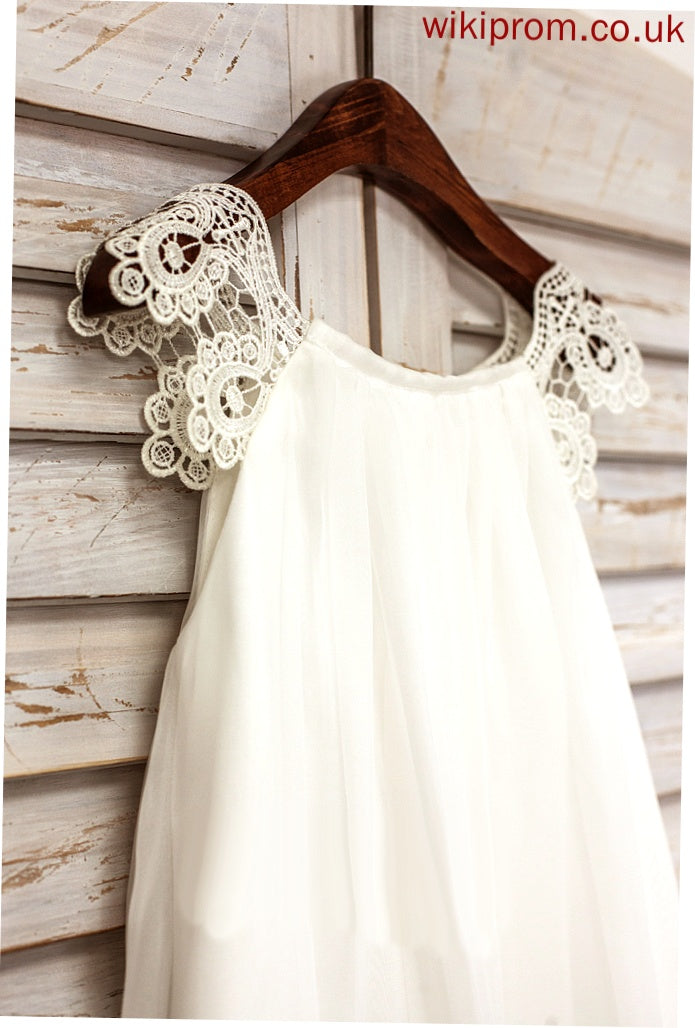 Neck Lace Kelly A-Line/Princess Chiffon Flower Girl Dresses Girl Tea-length Sleeveless With Dress Flower - Scoop