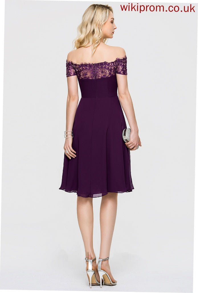 Homecoming Homecoming Dresses With A-Line Kaitlynn Dress Chiffon Lace Off-the-Shoulder Knee-Length Beading