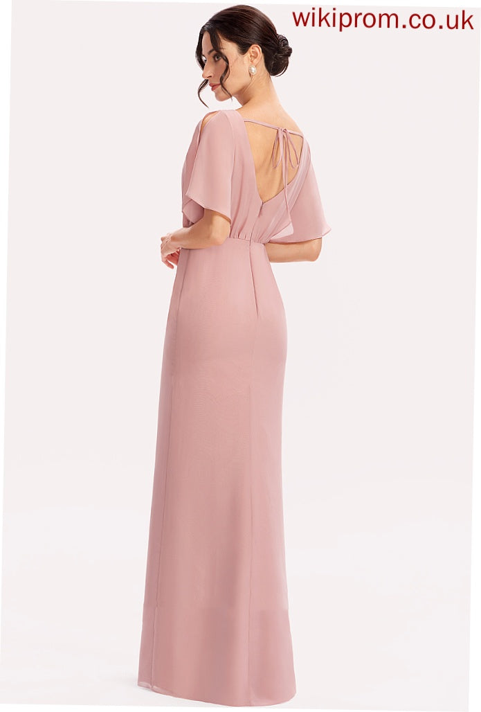 Fabric ScoopNeck Length Neckline Floor-Length Silhouette SplitFront Embellishment Sheath/Column Melody Natural Waist Spaghetti Staps Bridesmaid Dresses